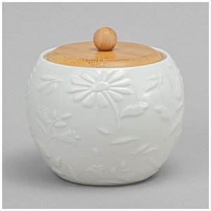 Набор банок "Flowers Story" с деревянной крышкой и подставкой (2 шт.) - 550 мл, 12x11 см, 1 шт.