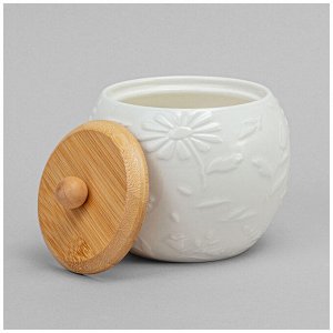 Набор банок "Flowers Story" с деревянной крышкой и подставкой (2 шт.) - 550 мл, 12x11 см, 1 шт.