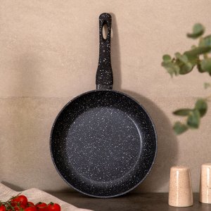 Agness Сковорода с антипригарным покрытием &quot;Black Marble&quot; 22 см - Идеальный помощник на вашей кухне!, 1 шт.