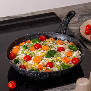 Сковорода с антипригарным покрытием "Black Marble", 26 см - идеальный помощник на кухне!, 1 шт.