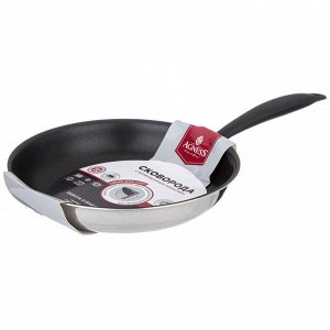 Сковорода с антипригарным покрытием IRON CHEF 22см - 3-слойная нержавеющая сталь 18/10, 1 шт.