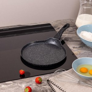 Блинная сковорода с антипригарным покрытием "Black Marble", 24 см, индукционное дно, 1 шт.