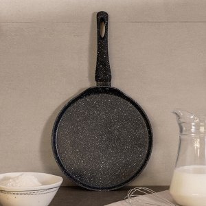 Блинная сковорода с антипригарным покрытием "Black Marble", 24 см, индукционное дно, 1 шт.