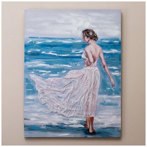 Картина 'Девушка у моря' 90x120 см – Элегантное морское вдохновение