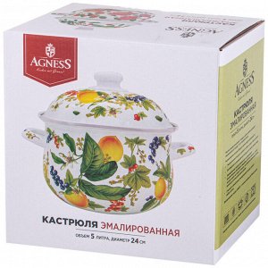 Эмалированная кастрюля "Фруктовая корзина" с крышкой, 5.0 л, 24x14 см, 1 шт.