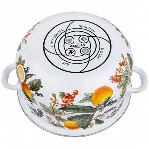 Эмалированная кастрюля "Фруктовая корзина" с крышкой, 5.0 л, 24x14 см, 1 шт.