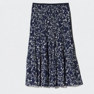 UNIQLO Женская шифоновая длинная юбка многослойная 480811 синий