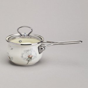 Agness Ковш эмалированный 0,9л, серия &quot;Dandelion&quot;, диаметр 14 см, 1 шт.