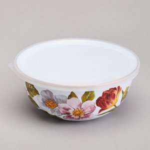 Набор эмалированных мисок с пластиковыми крышками, серия Фландрия, 6 предметов (0,6/0,9/1,3 л, диаметр 14/16/18 см), 1 шт.