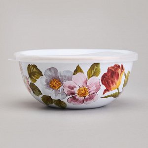 Набор эмалированных мисок с пластиковыми крышками, серия Фландрия, 6 предметов (0,6/0,9/1,3 л, диаметр 14/16/18 см), 1 шт.