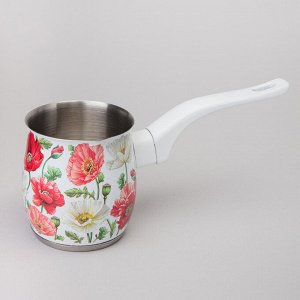 Турка для кофе "Белые маки", 340 мл, 1 шт.