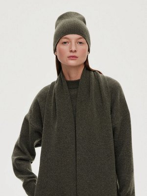 Шапка из кашемира и шерсти без отворота, светлый хаки