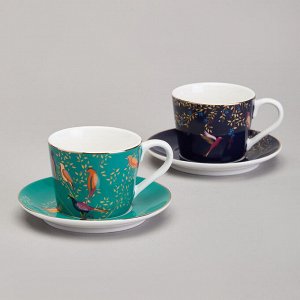 Кофейный набор "Golden Birds" на 2 персоны, 4 предмета, объем 120 мл, 1 шт.