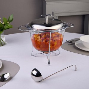 Элегантный мармит с половником, объем 3,9 л, размеры 32,5x27x24 см, 1 шт.