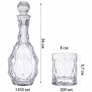 Элегантный набор для напитков: шот и 2 стакана, 1400 мл, 12x36 см, 1 шт.