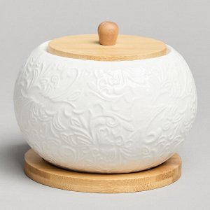 Сахарница "MUSE" с деревянной крышкой и подставкой, 450 мл, 12x9,5 см, 1 шт.