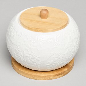 Сахарница "MUSE" с деревянной крышкой и подставкой, 450 мл, 12x9,5 см, 1 шт.