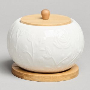 Сахарница "Meadow" с деревянной крышкой и подставкой, 450 мл, 12x9,5 см, 1 шт.