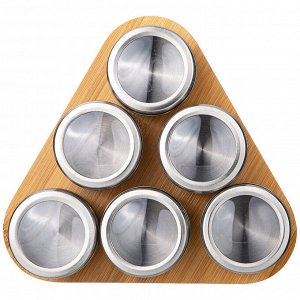 Элегантный набор для специй на подставке (6 предметов) - 22,5x20,5x6,5 см, 1 шт.