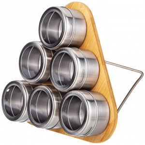 Элегантный набор для специй на подставке (6 предметов) - 22,5x20,5x6,5 см, 1 шт.