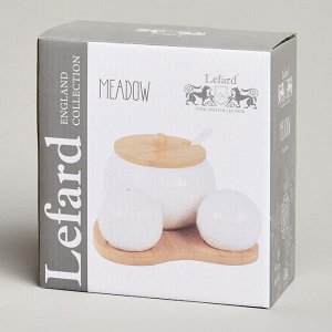 Набор для специй "Meadow" на деревянной подставке, 3 предмета, 15,5x15,5x10 см, 1 шт.
