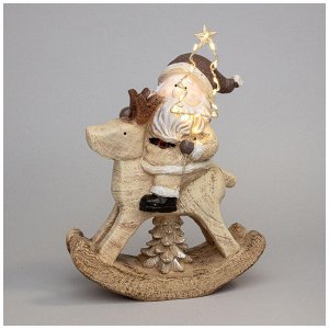 Светящаяся фигурка "Дед Мороз на олене" с LED-подсветкой, 22,7x9,8x28,5 см, 1 шт.