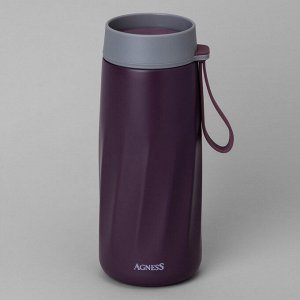 Термокружка AGNESS Curl Grizzle 400 мл, вакуумная сталь 18/10 с медной прослойкой, герметичная крышка