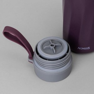 Термокружка AGNESS Curl Grizzle 400 мл, вакуумная сталь 18/10 с медной прослойкой, герметичная крышка