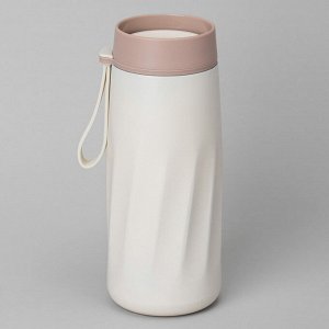 Термокружка AGNESS Curl Ivory 400 мл, вакуумная сталь 18/10 с медной изоляцией, герметичная крышка