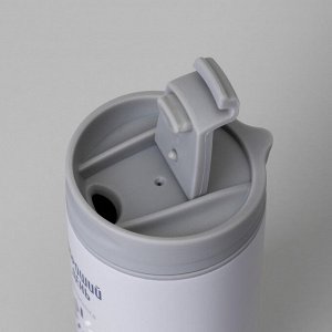 Термокружка AGNESS «Хороший день» 450 мл — вакуумная нерж. сталь 18/10, медная изоляция, герметичная крышка One-Touch