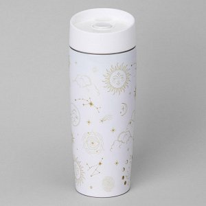 Термокружка Agness Supernova White 360 мл — вакуумная сталь 18/10, медная прослойка, крышка с кнопкой-стоппером