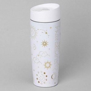 Термокружка Agness Supernova White 360 мл — вакуумная сталь 18/10, медная прослойка, крышка с кнопкой-стоппером