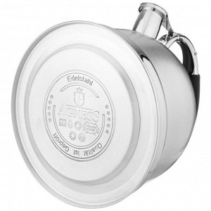 Чайник AGNESS SteelThermo 3L со свистком и индукционным многослойным дном, нержавеющая сталь, 1 шт.