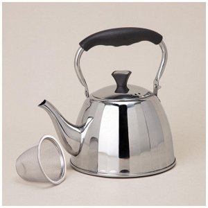 Заварочный чайник AGNESS Premium Steel 1 л с термокапсульным дном и складной ручкой, 1 шт.