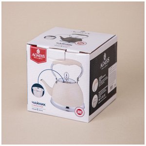 Заварочный чайник AGNESS Premium Steel 1.0 л с термокапсульным дном и складной ручкой, 1 шт.