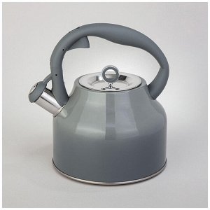 Чайник AGNESS Grey Gradient 2.8 л с термоаккумулирующим дном и индукцией, свисток, нержавеющая сталь, 1 шт.