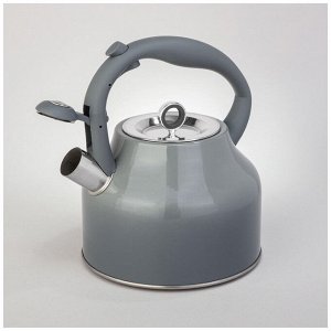 Чайник AGNESS Grey Gradient 2.8 л с термоаккумулирующим дном и индукцией, свисток, нержавеющая сталь, 1 шт.