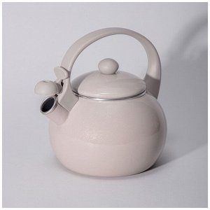 Эмалированный чайник со свистком AGNESS Charm Metallic, 2,2 л, кофейный — стиль и надежность для вашей кухни, 1 шт.