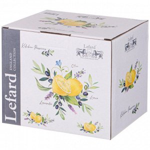 Фарфоровый чайник LEFARD "Kitchen Passions" 1 л с рельефным дизайном и ярким декором – лимоны, лаванда, оливки, овощи, 1 шт.