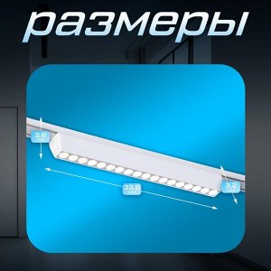 Светильник трековый SLIM "Линза-33" LED 18Вт 3000K-6000К 48V CRI90 белый 3,2х3,8х33,8см