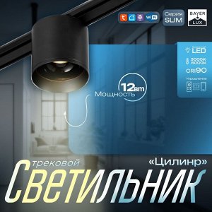 Светильник трековый SLIM "Цилинр" LED 12Вт 3000K-6000К 48V CRI90 черный 8х8х7,5см
