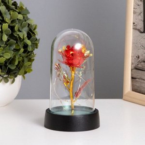Фигурка световая в колбе RISALUX «Цветок», LED-ночник, 3xAG10, красный, 8.5x8.5x15.5 см