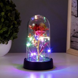 Фигурка световая в колбе RISALUX «Цветок», LED-ночник, 3xAG10, красный, 8.5x8.5x15.5 см
