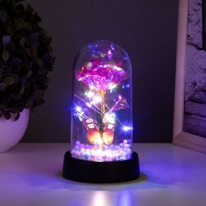 Фигурка световая в колбе RISALUX «Цветок с бабочкой», LED-ночник, 3xAG10, красный, 8.5x8.5x15.5 см