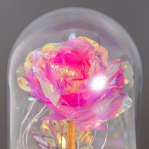 Фигурка световая в колбе RISALUX «Цветок с бабочкой», LED-ночник, 3xAG10, красный, 8.5x8.5x15.5 см