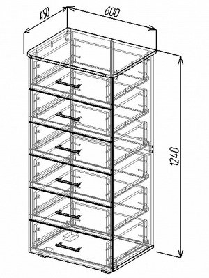 Комод напольный «Клик Мебель» №5, 600x450x1250 мм, цвет дуб вотан/белый