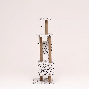 Домик для кошек с когтеточкой, с площадкой и полкой, 65 х 51 х 173 см, далматинец