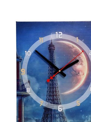 Часы-картина настенные, интерьерные "Париж", 35 х 60 см, на холсте, бесшумные