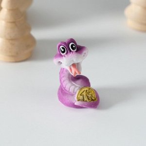 Фигурка полистоун «Змейка с монеткой», 2.5x2.5x4 см, МИКС