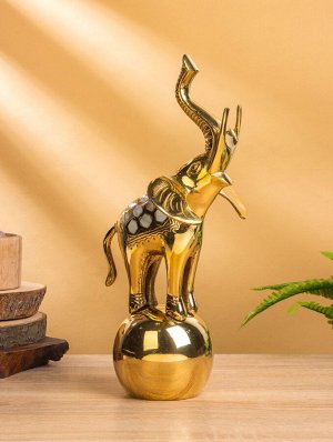Сувенир «Слон на шаре», 13x15x33 см, латунь с перламутром